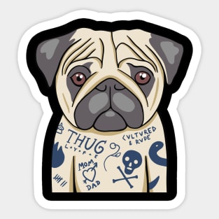 Tattooed Pug Sticker